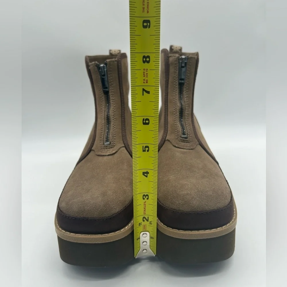 UGG Brown Suede Platform Ankle Boots Zip Front Women’s Size 11